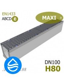 Лоток водоотводный бетонный MAXI DN100 H80