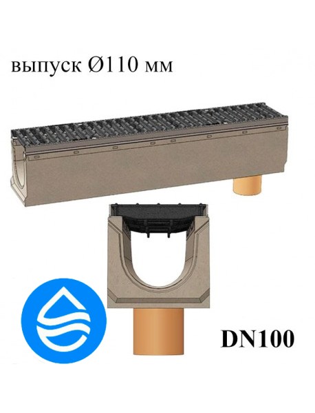 Лоток водоотводный бетонный BetoMax DN160 с вертикальным водосливом