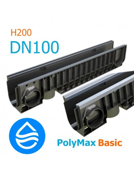 Лоток водоотводный пластиковый PolyMax Basic DN100 H200