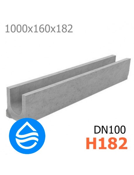 Лоток водоотводный бетонный DN100 H182
