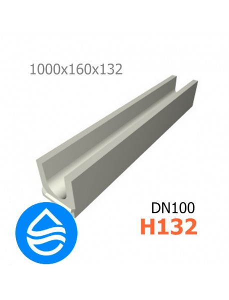 Лоток водоотводный бетонный DN100 H132
