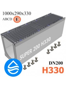 Лоток водоотводный  бетонный SUPER DN200 H330, кл. E