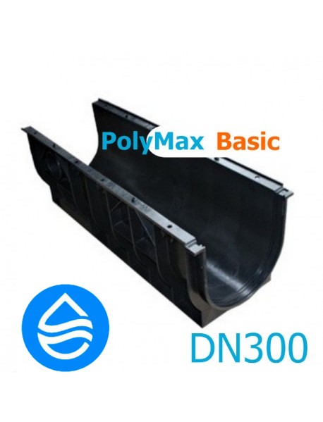 Лоток водоотводный пластиковый PolyMax Basic DN300 H354