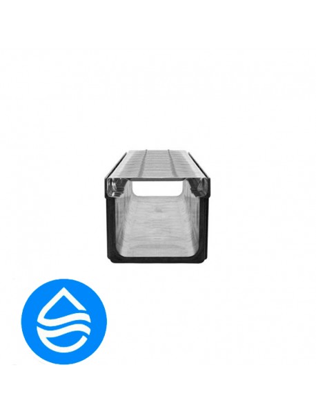 Лоток водоотводный пластиковый Gidrolica Light ЛВ-10.11,5.9,5 с решеткой стальной