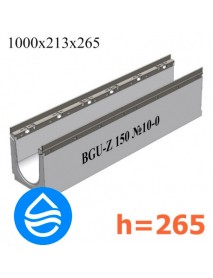Лоток водоотводный бетонный BGU-Z DN150 H265, № 10-0