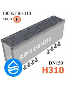 Лоток водоотводный бетонный SUPER DN150 H310, кл. E