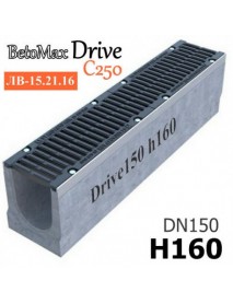Лоток водоотводный бетонный BetoMax Drive DN150 H160 с решеткой, кл. C