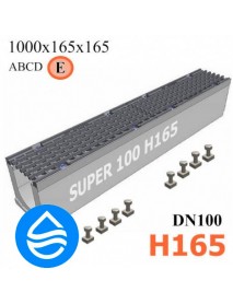 Лоток водоотводный бетонный SUPER DN100 H165, кл. E