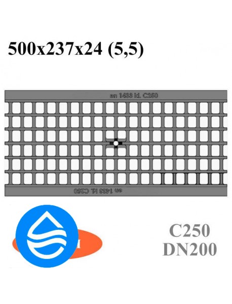 Чугунная решетка Gidrolica Standart DN200 С250 (ячейка)