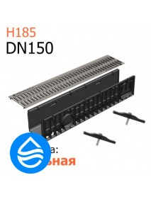 Пластиковый лоток DN150 H185 с решеткой стальной